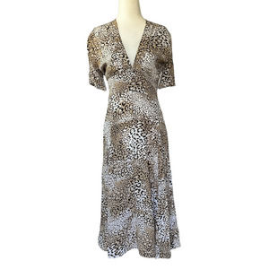 FAITHFULL THE BRAND Marie Louise Midi Dress Mila Animal Print Womens Size 4